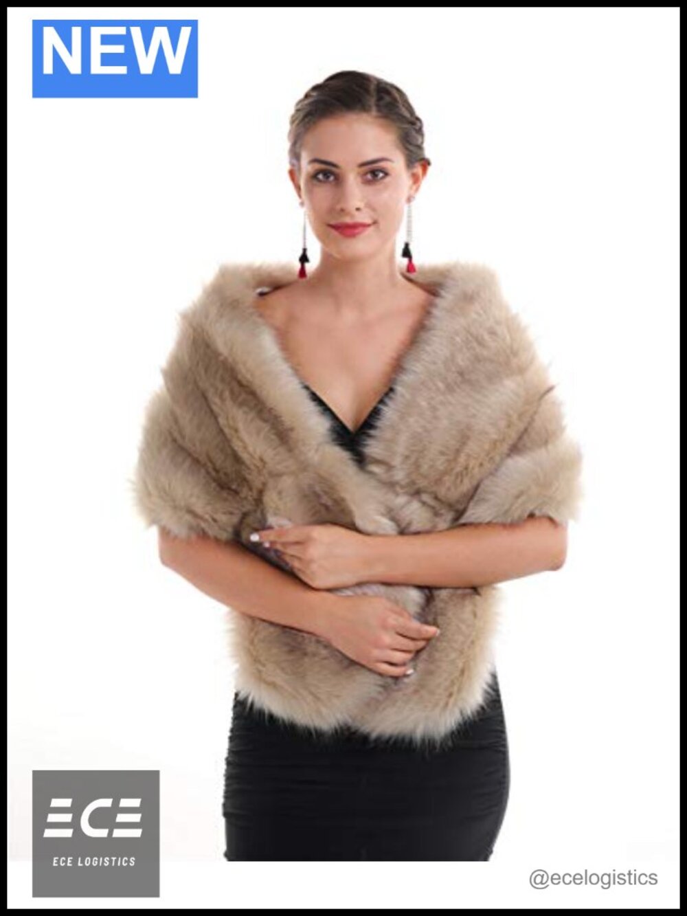 SAFERIN Women Luxurious Large Winter Faux Fur Scarf Wrap Collar Shrug for Lady